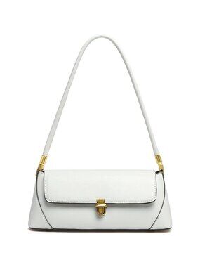 Vintage Small White Shoulder Bag for Women Zipper Closure and Classic Design